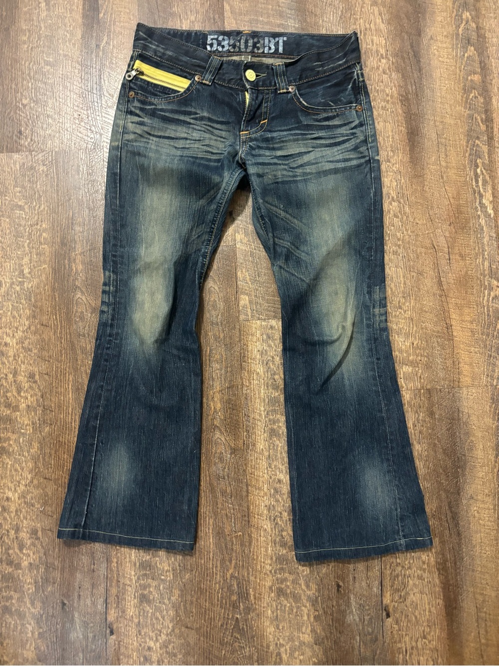 Vintage 90s Edwin Blue Trip Low Waisted Ankle Length Flare Japanese Denim Jeans